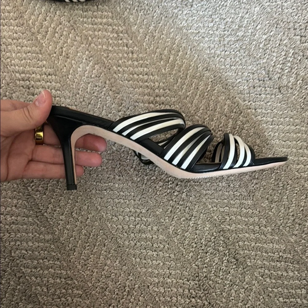 Lauren Ralph Lauren Black & White Strappy Slide Sandals - Picture 2 of 6